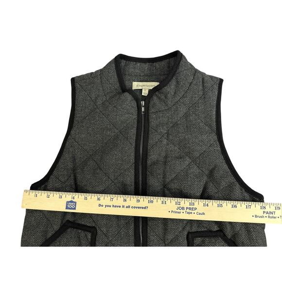 41 Hawthorn Womens Medium Vest Woven Quilted Zip Gray Pockets Sleeveless - Picture 4 of 9